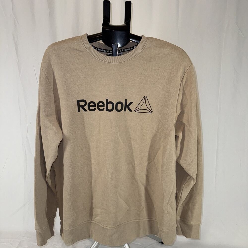 Reebok‎ Beige Crewneck Sweatshirt Pullover Logo Design Size:XL